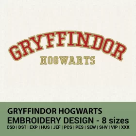 Gryffindor Hogwarts Harry Potter embroidery design