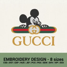 Gucci mickey Mouse logo embroidery design