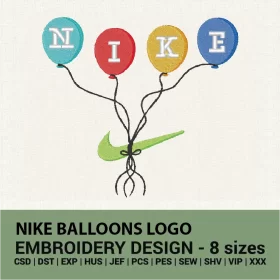 Nike balloons logo embroidery design instant download