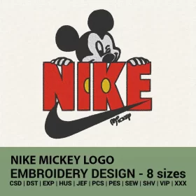 nike mickey logo embroidery design instant download