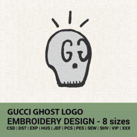 Gucci Ghost logo embroidery design