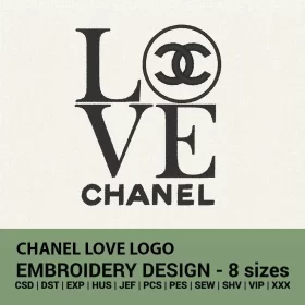 Chanel Love logo embroidery design