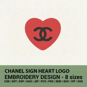 Chanel sign heart logo embroidery design