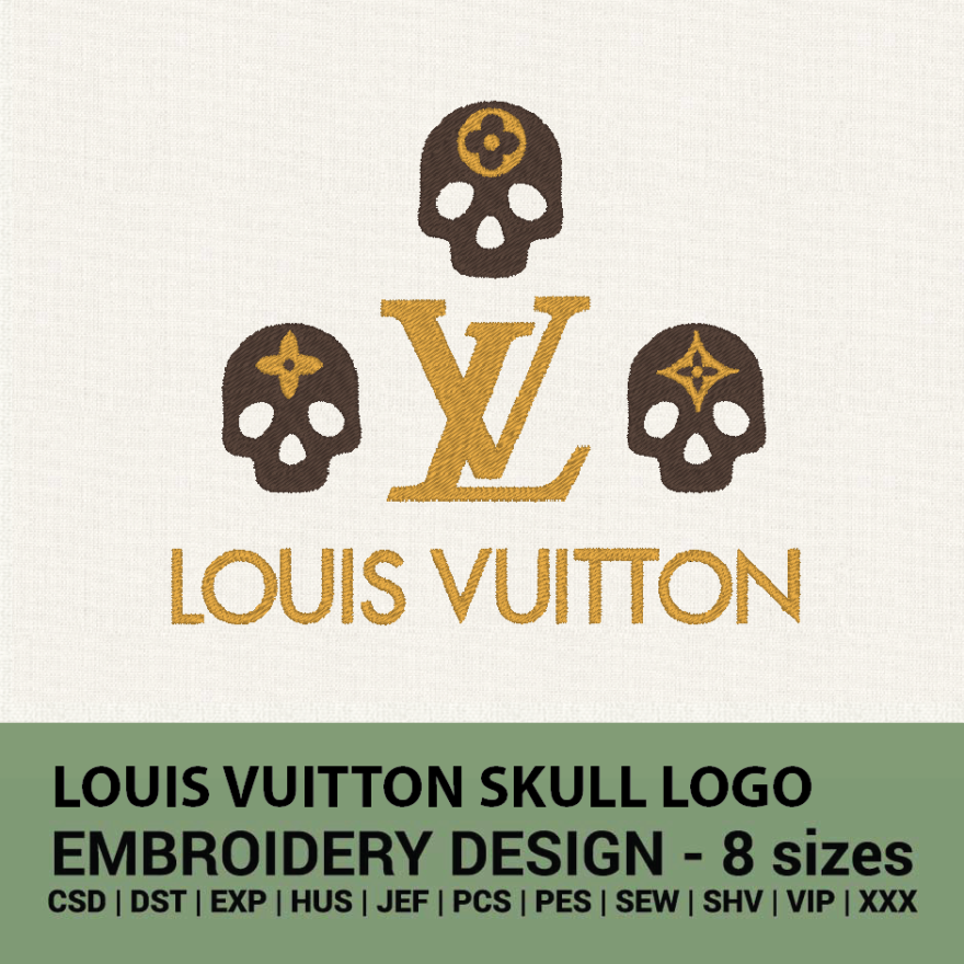 Louis Vuitton skull logo embroidery design instant downlaod