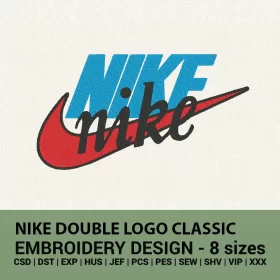 Nike double logo classic embroidery design