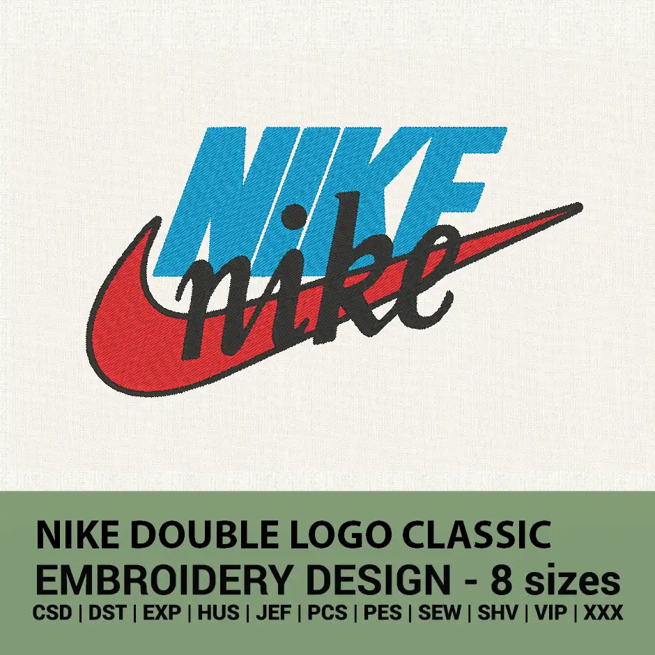 Nike double logo classic embroidery design instant download