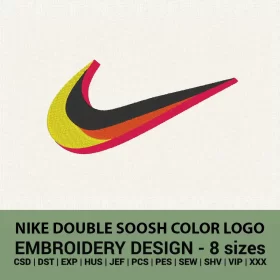 nike double swoosh multi-color logo embroidery design