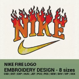 nike fire logo machine embroidery design instant download