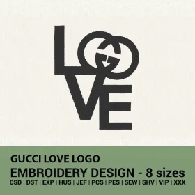 Gucci Love Logo embroidery design instant download