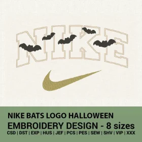 Nike Bats logo Halloween embroidery design