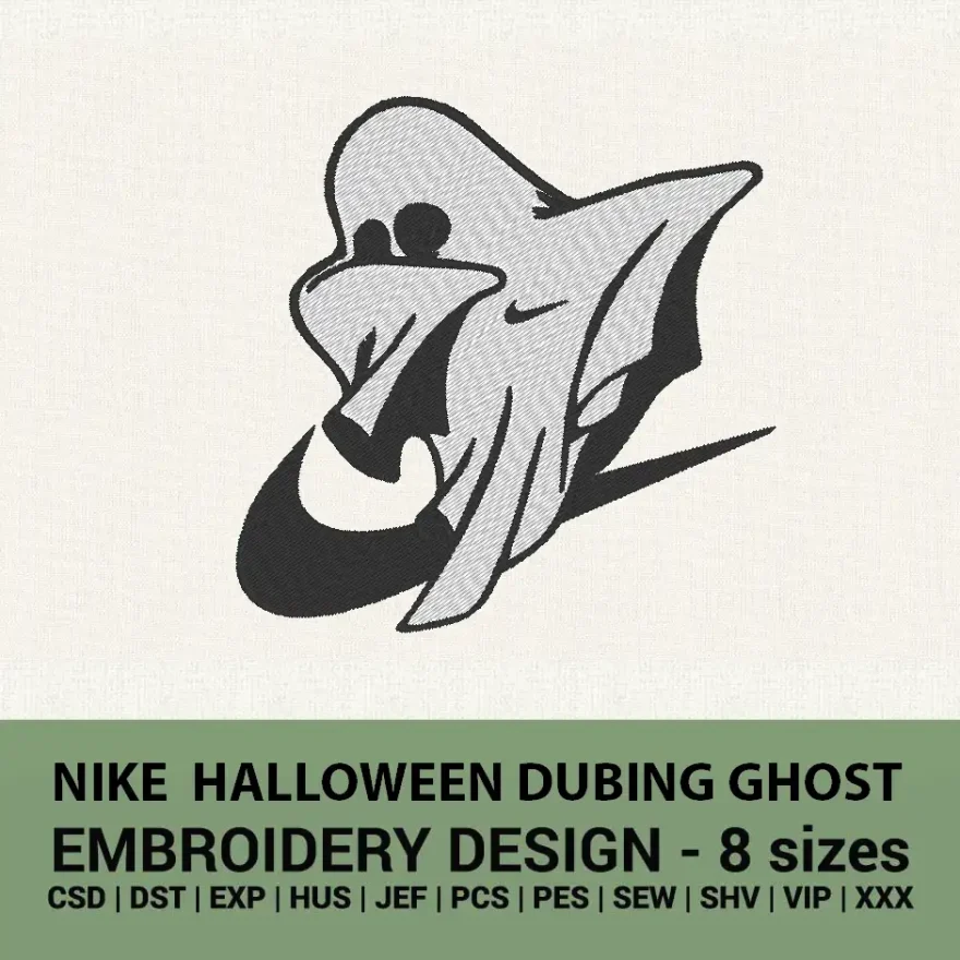 Nike Halloween dubing ghost logo embroidery design