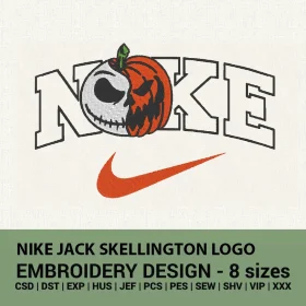 Nike Jack Skellington logo Halloween embroidery design