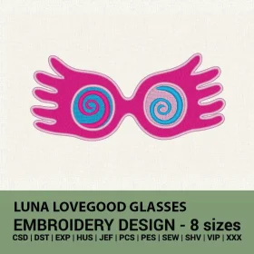 Luna Lovegood glasses Harry Potter embroidery design instant download