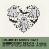 Halloween Ghosts heart machine embroidery design