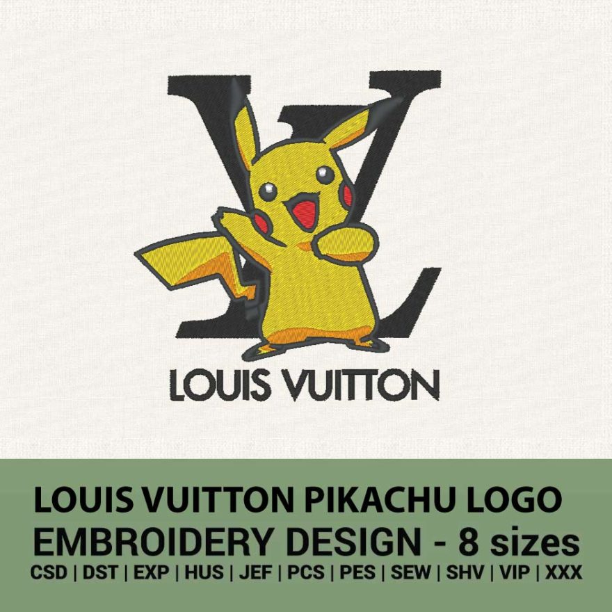 Louis Vuitton Pikachu logo machine embroidery design instant download