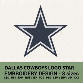 Dallas Cowboys Logo star machine embroidery design instant download