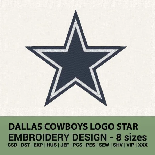 NEW! Dallas Cowboys logo star machine embroidery design