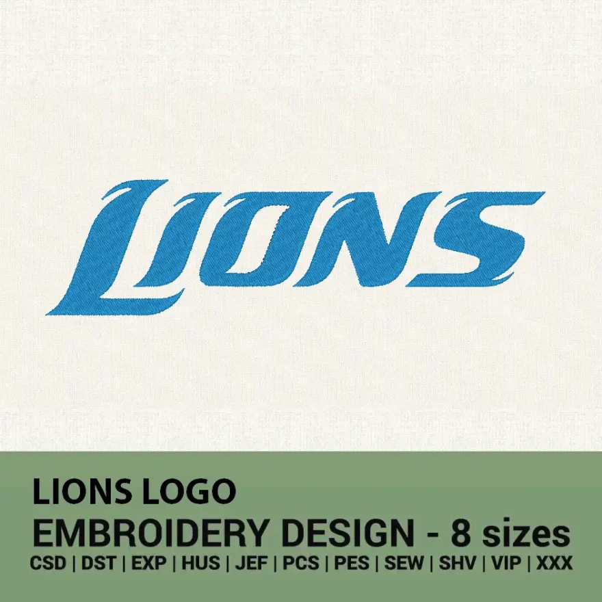 Lions logo classic machine embroidery design