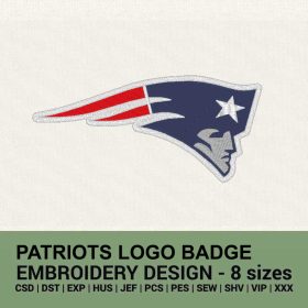 Patriots logo badge machine embroidery design instant download