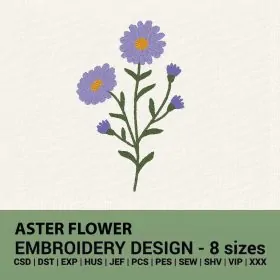 Astra flower machine embroidery design instant download