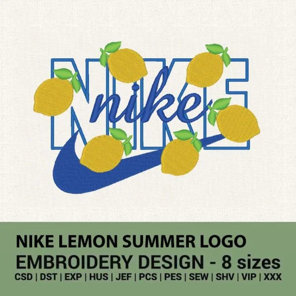 Nike lemon summer logo machine embroidery design
