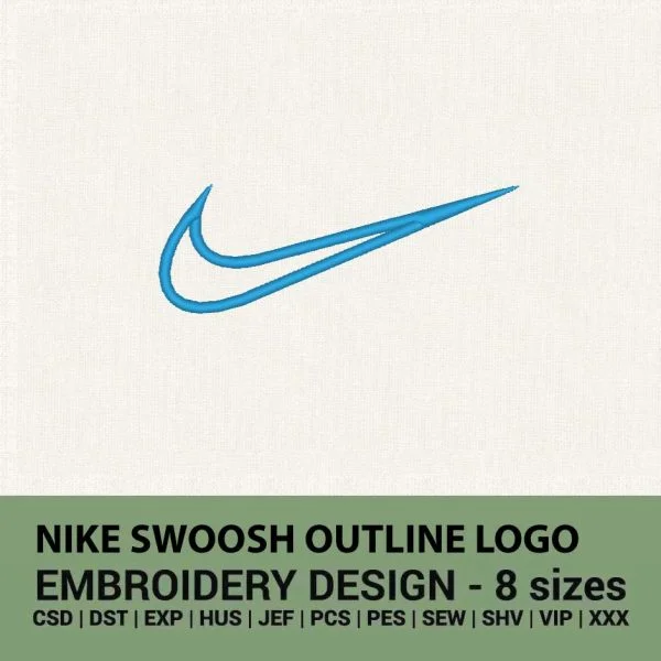 Nike swoosh outline machine embroidery design instant download