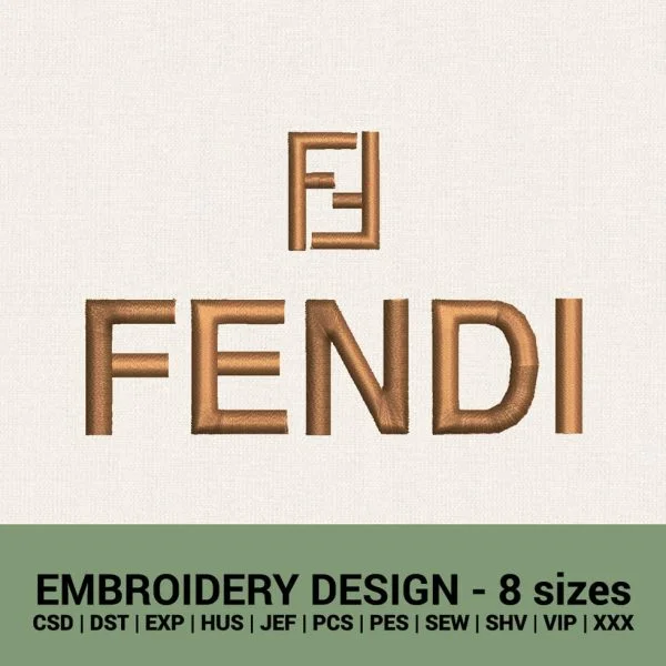 FENDI brand logo machine embroidery design instant download