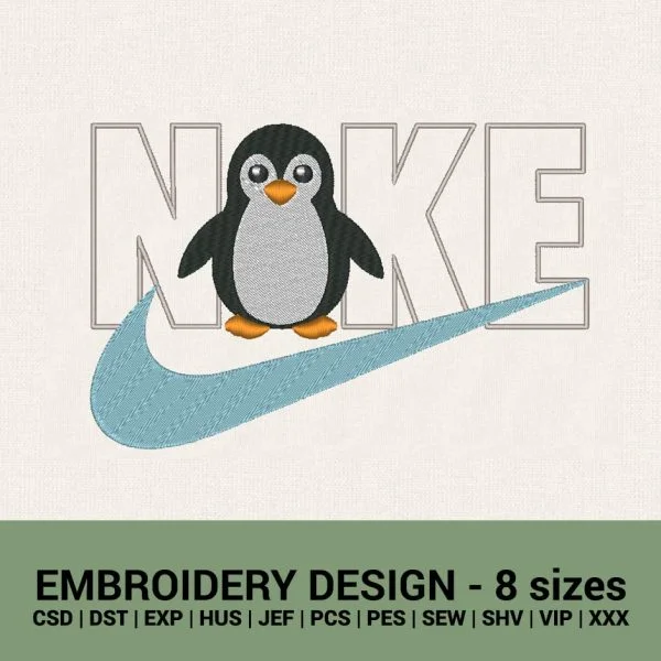 Nike Cute Penguin logo machine embroidery design file download