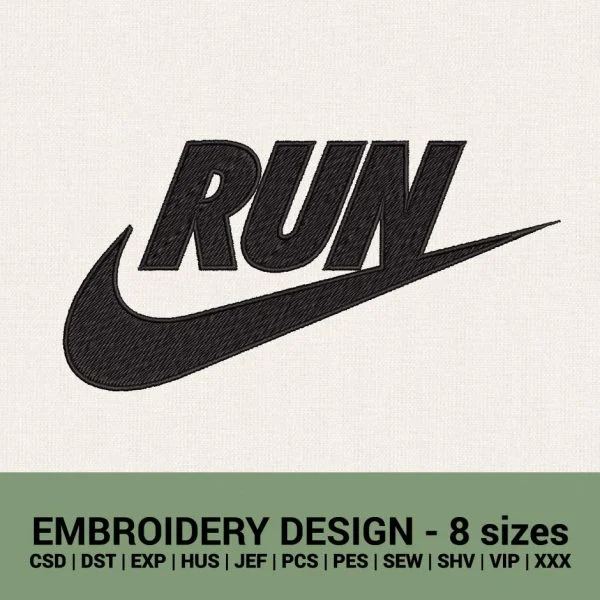 Nike Run logo machine embroidery design instant download